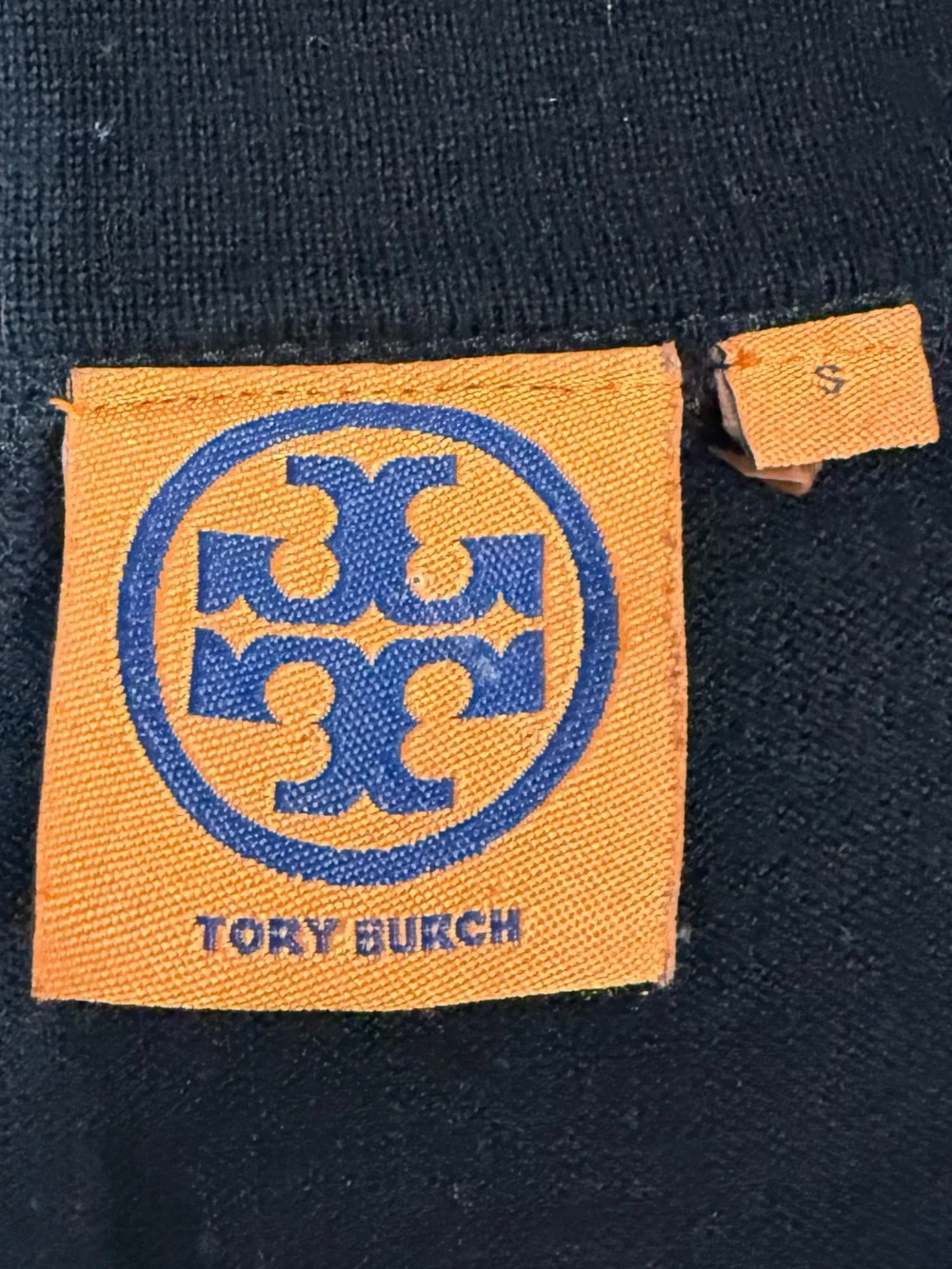 Tory Burch Merino Wool Black Sweater with Oversized Gold Logo Buttons *Flaws